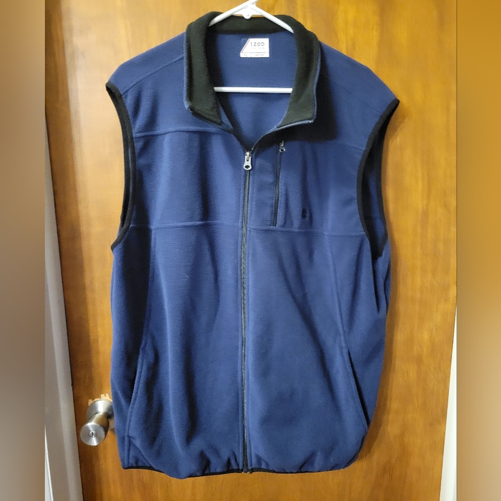 Izod Men's Dark Blue Vest with Black Trim